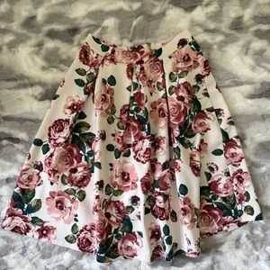 Charlotte Russe Pink Floral Midi Skirt